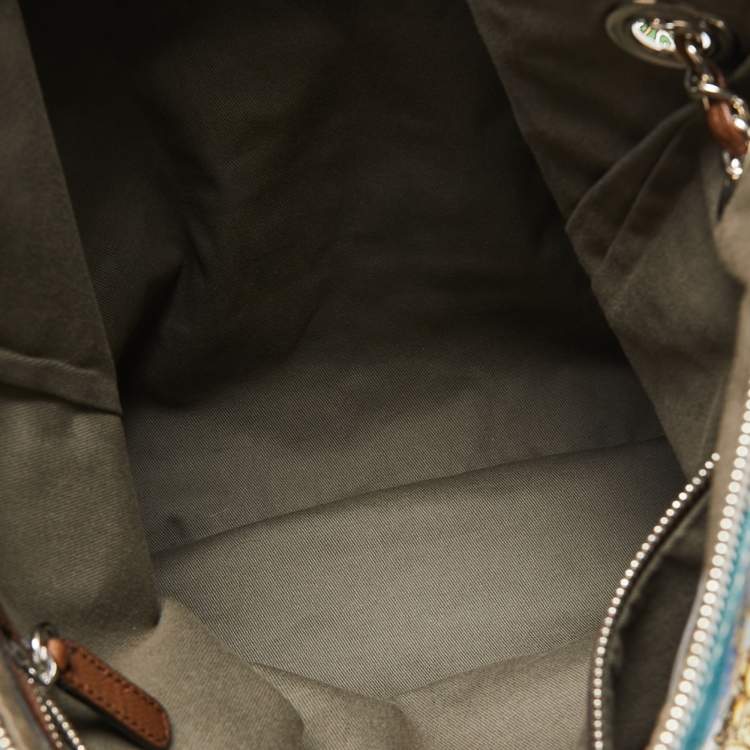 Pre Owned D&G Multicolor Printed Canvas Ania Chain Shoulder Bag