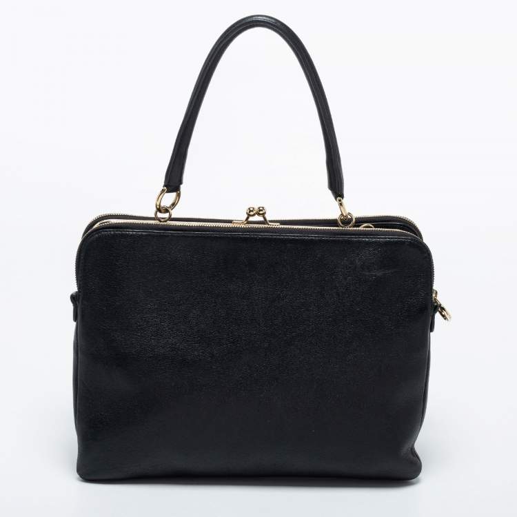 Pre Owned D&G Black Leather Lily Twist Satchel 