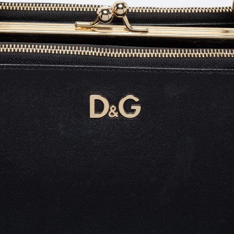 Pre Owned D&G Black Leather Lily Twist Satchel 