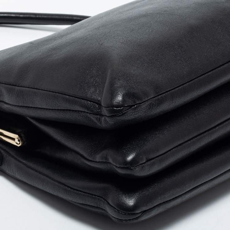 Pre Owned D&G Black Leather Lily Twist Satchel 