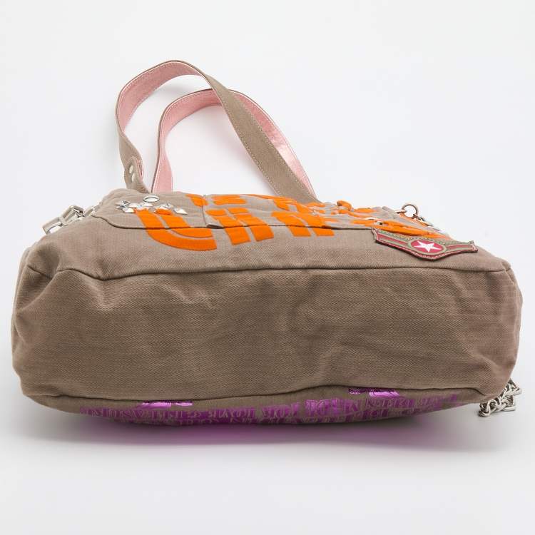 Pre Owned D&G Grey Canvas Fun Is My Life Tote