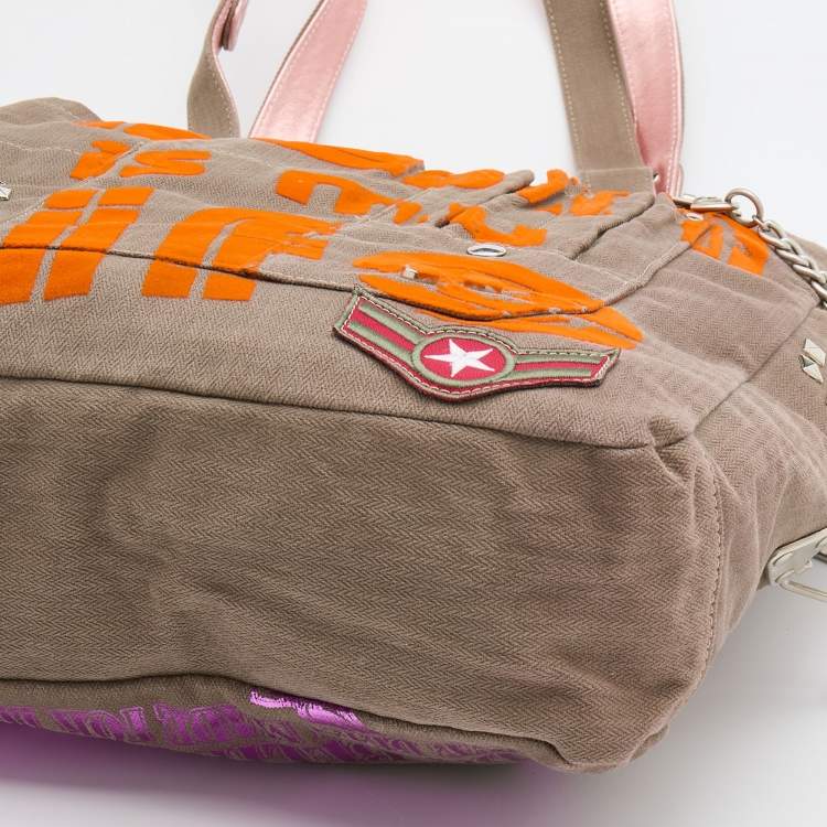 Pre Owned D&G Grey Canvas Fun Is My Life Tote