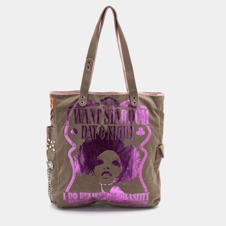 Pre Owned D&G Grey Canvas Fun Is My Life Tote