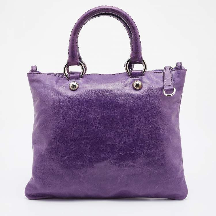 Pre Owned D&G Purple Leather Emy Tote