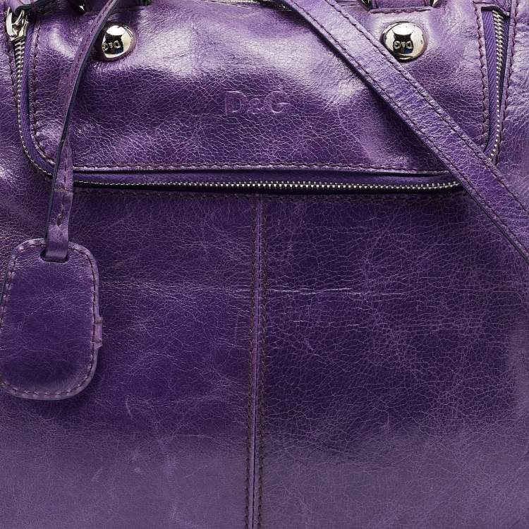 Pre Owned D&G Purple Leather Emy Tote