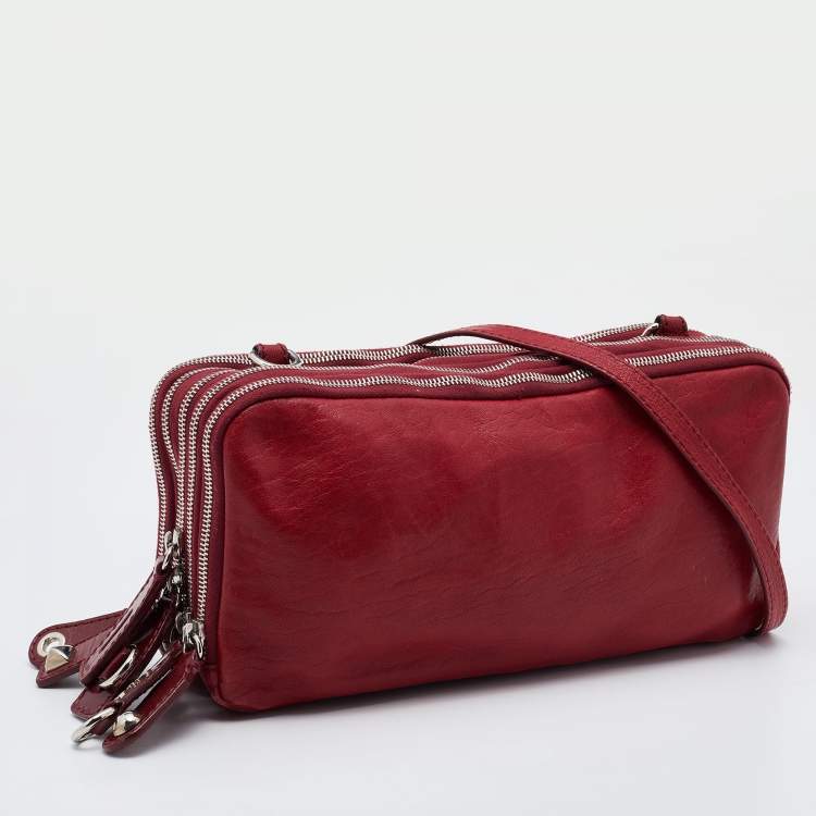 Pre Owned D&G Red Leather Top Zip Camera Crossbody Bag