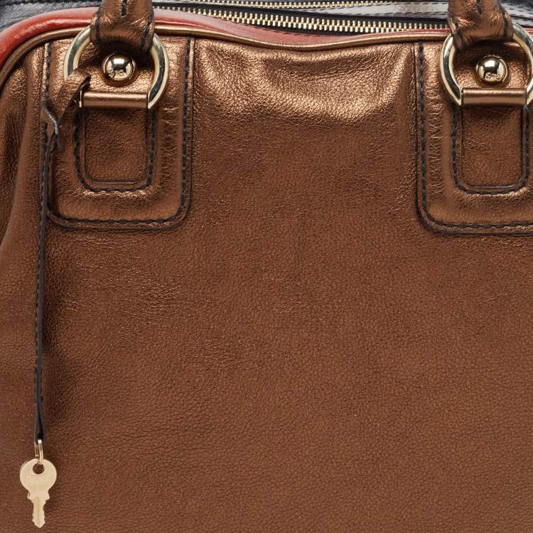 Pre Owned D&G Bronze/Multicolor Leather Lily Satchel