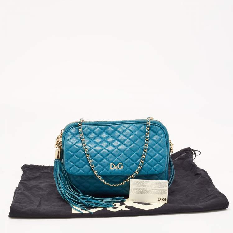 Pre Owned D&G Blue Quilted Leather Lily Glam Shoulder Bag