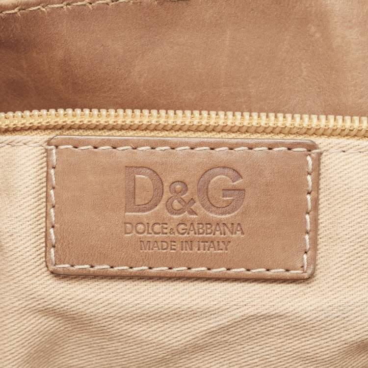 Pre Owned D&G Brown Canvas and Leather Flap Messenger Bag    
