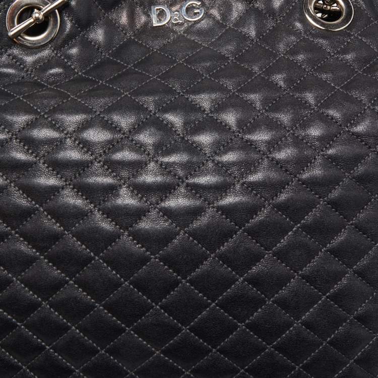 Pre Owned D&G Black Quilted Leather Lily Glam Tote