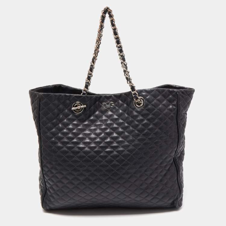 Pre Owned D&G Black Quilted Leather Lily Glam Tote