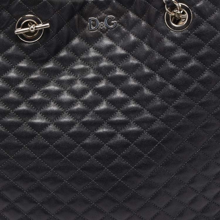 Pre Owned D&G Black Quilted Leather Lily Glam Tote