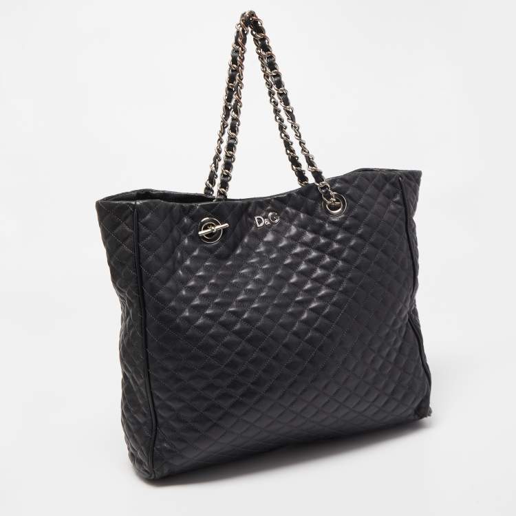 Pre Owned D&G Black Quilted Leather Lily Glam Tote