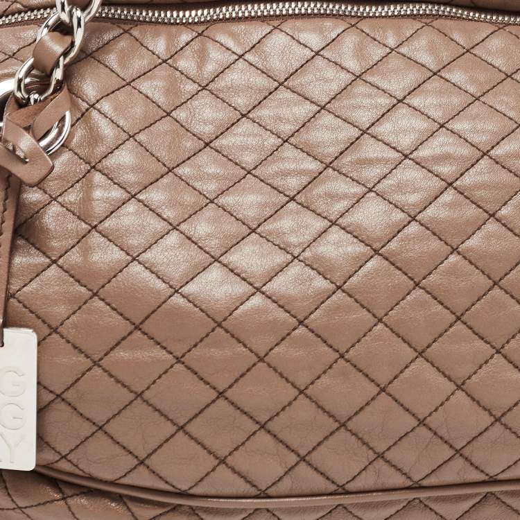 Pre Owned D&G Brown Leather Quilted Lily Glam Shoulder Bag