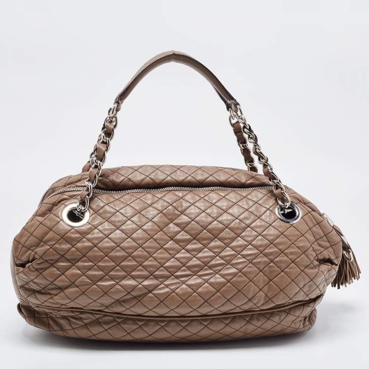 Pre Owned D&G Brown Leather Quilted Lily Glam Shoulder Bag