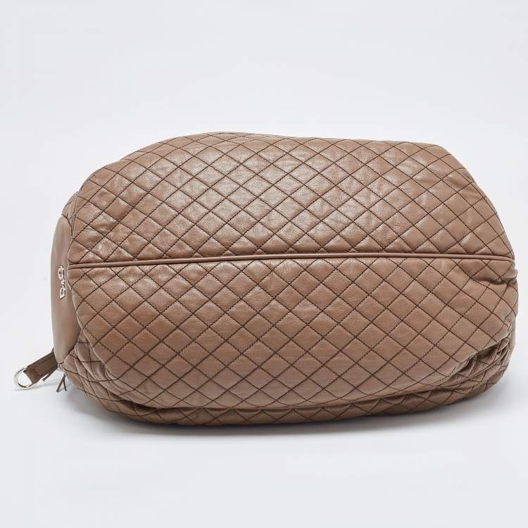 Pre Owned D&G Brown Leather Quilted Lily Glam Shoulder Bag