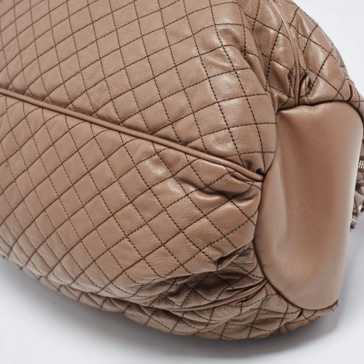 Pre Owned D&G Brown Leather Quilted Lily Glam Shoulder Bag