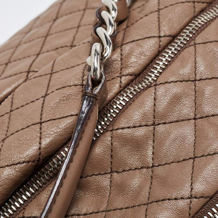 Pre Owned D&G Brown Leather Quilted Lily Glam Shoulder Bag