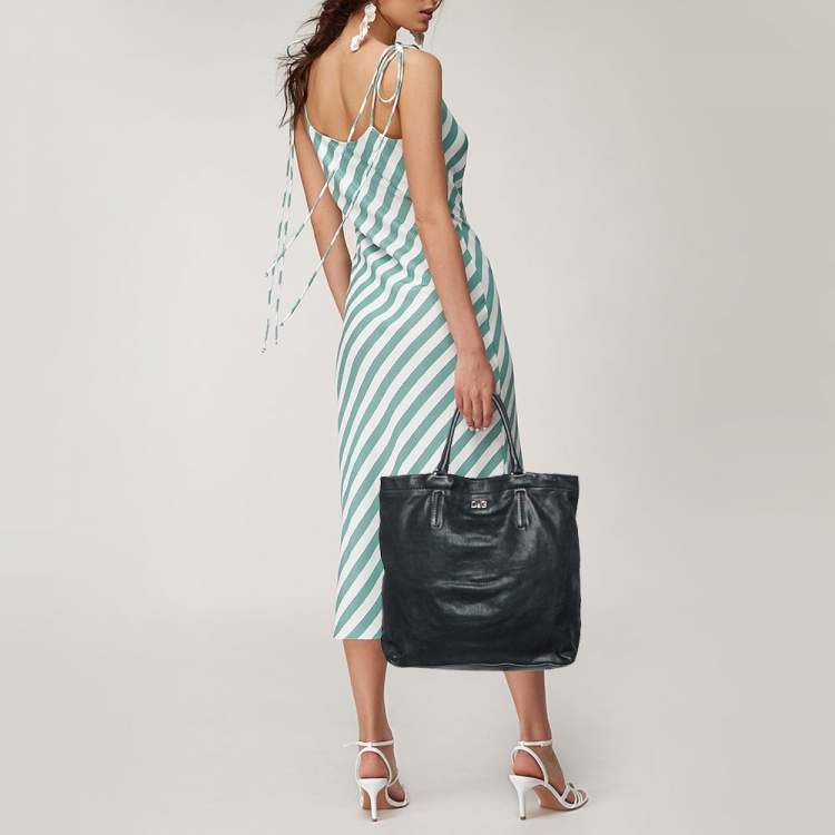 Pre Owned D&G Black Leather Kari Shopper Tote