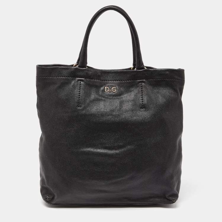 Pre Owned D&G Black Leather Kari Shopper Tote