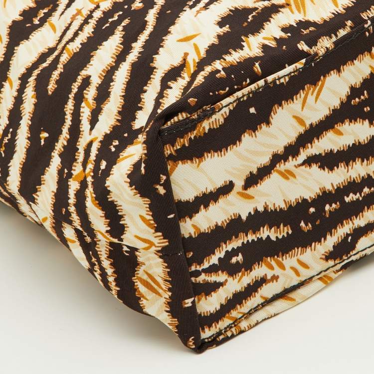 Pre Owned D&G Beige/Brown Zebra Print Canvas Kori Shopper Tote
