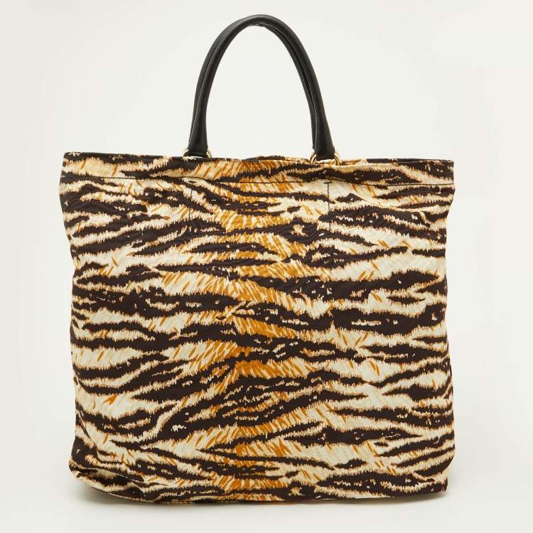Pre Owned D&G Beige/Brown Zebra Print Canvas Kori Shopper Tote