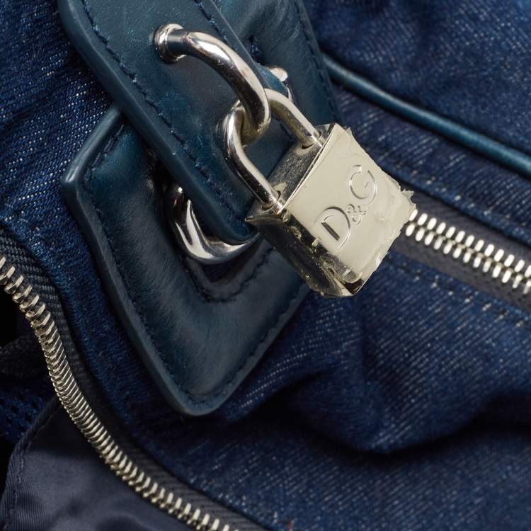 Pre Owned D&G Blue Denim And Leather Diaper Bag