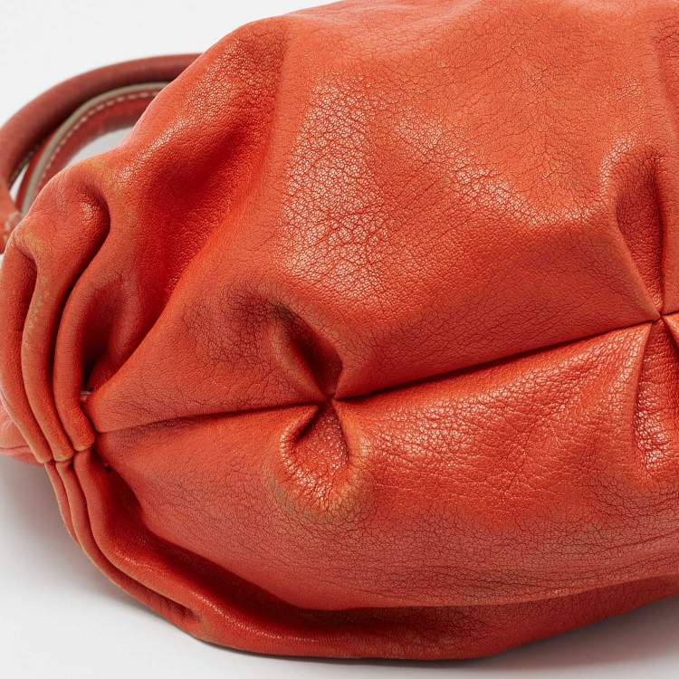 Pre Owned D&G Orange Leather Kiss Lock Flap Hobo