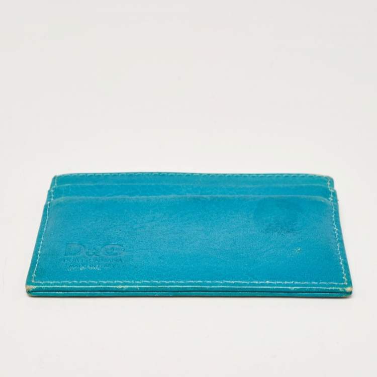 Pre Owned D&G Turquoise Blue Leather Card Holder