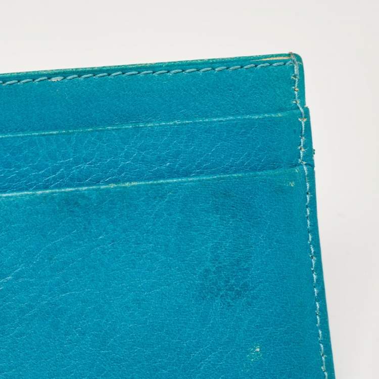 Pre Owned D&G Turquoise Blue Leather Card Holder