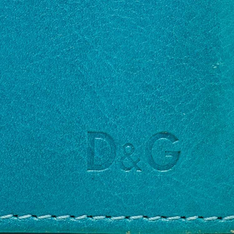 Pre Owned D&G Turquoise Blue Leather Card Holder