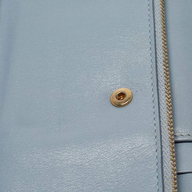 Pre Owned D&G Light Blue Quilted Leather Continental Wallet