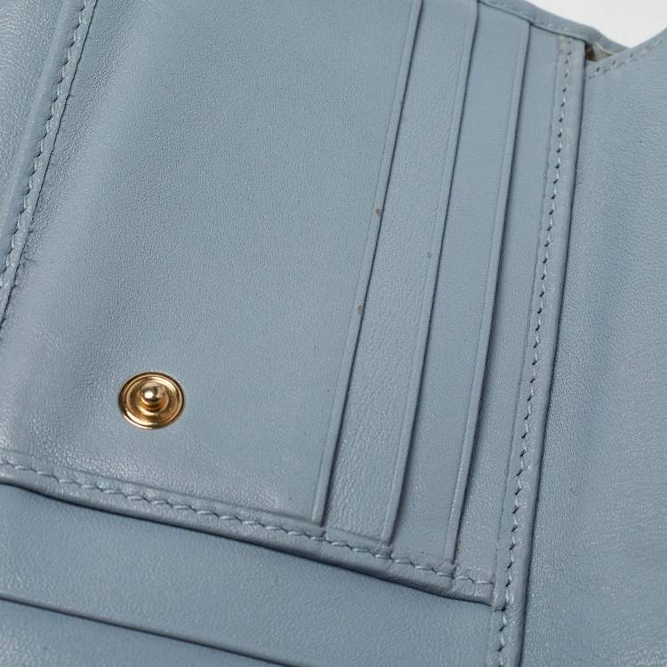 Pre Owned D&G Light Blue Quilted Leather Continental Wallet
