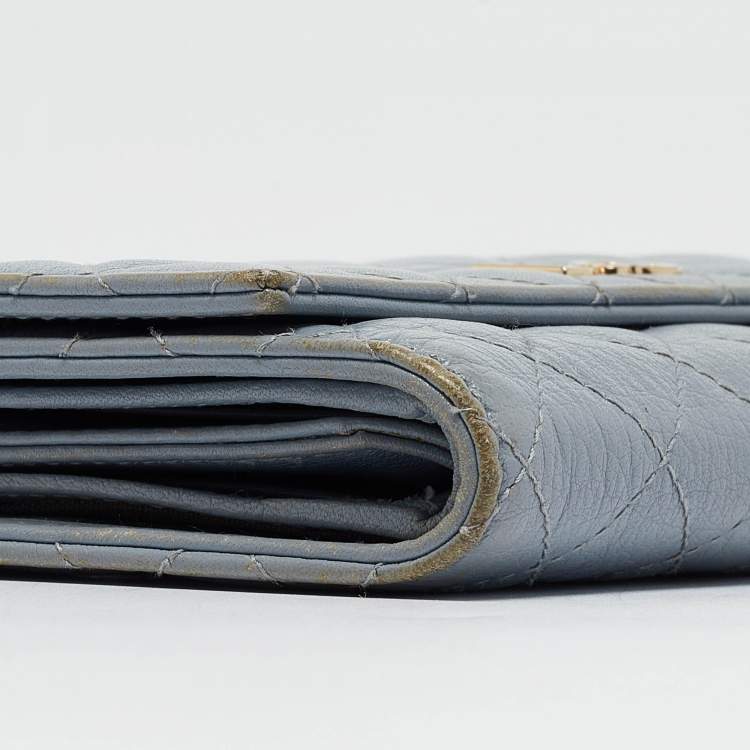 Pre Owned D&G Light Blue Quilted Leather Continental Wallet