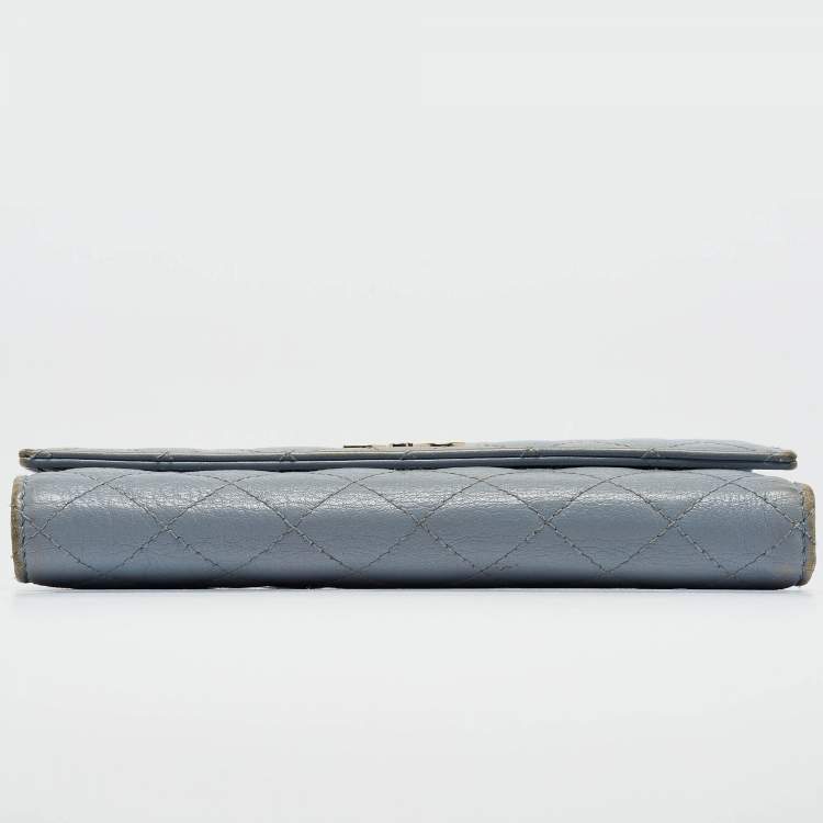 Pre Owned D&G Light Blue Quilted Leather Continental Wallet