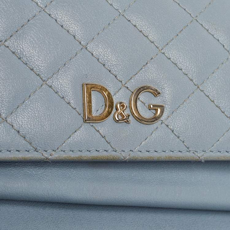 Pre Owned D&G Light Blue Quilted Leather Continental Wallet