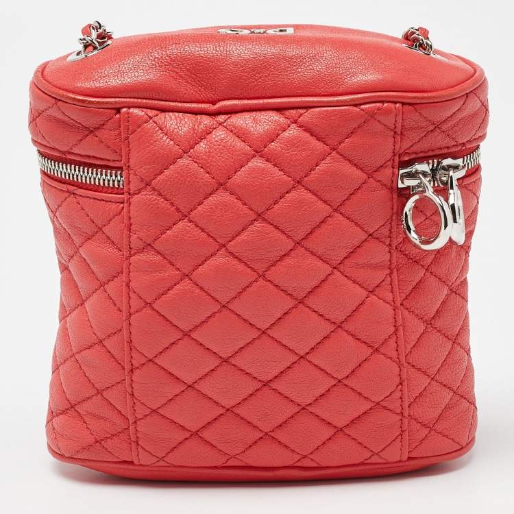 Pre Owned D&G Red Leather Lily Glam Chain Crossbody Bag