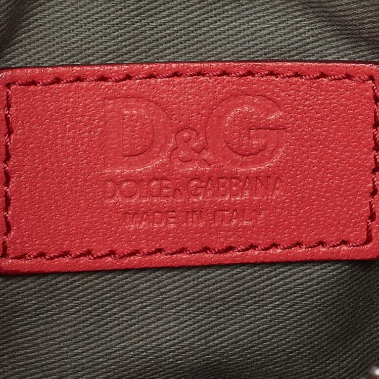 Pre Owned D&G Red Leather Lily Glam Chain Crossbody Bag