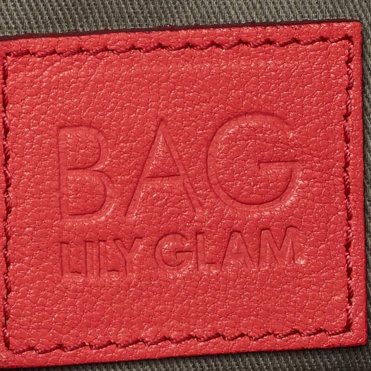 Pre Owned D&G Red Leather Lily Glam Chain Crossbody Bag