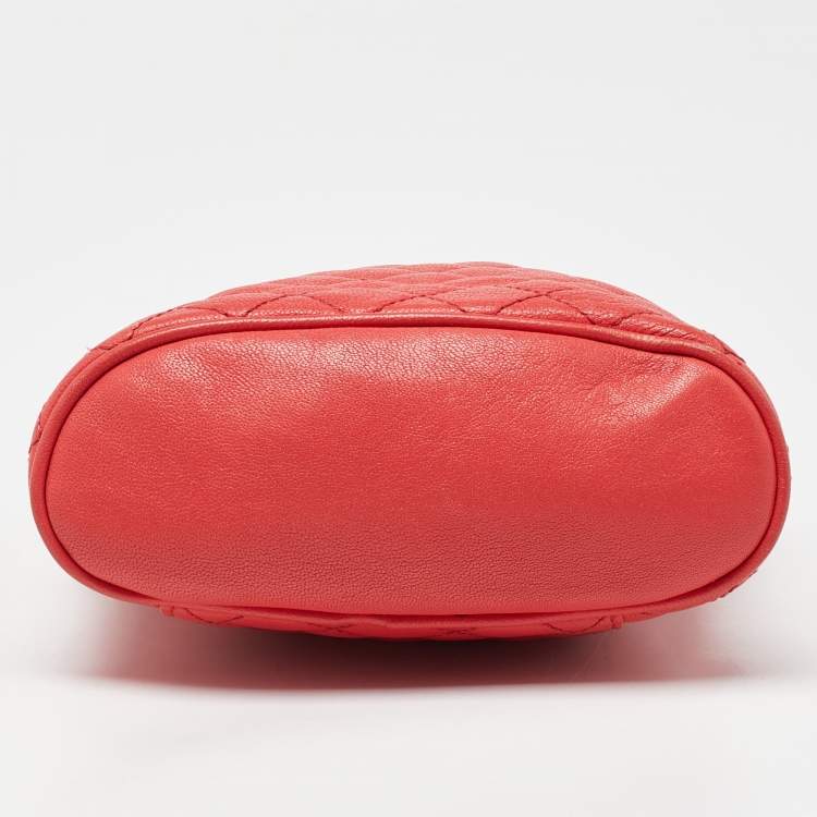 Pre Owned D&G Red Leather Lily Glam Chain Crossbody Bag