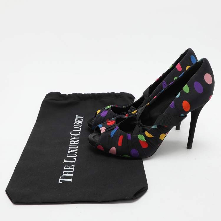 Pre Owned D&G Multicolor Fabric Peep Toe Pumps Size 41
