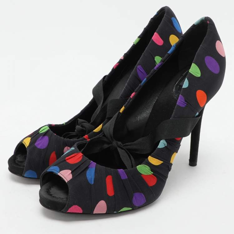 Pre Owned D&G Multicolor Fabric Peep Toe Pumps Size 41