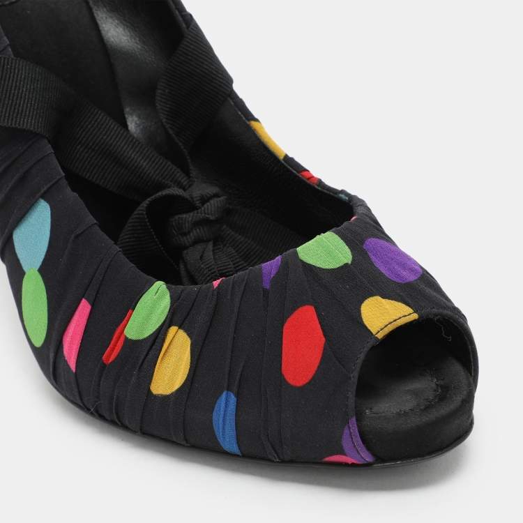 Pre Owned D&G Multicolor Fabric Peep Toe Pumps Size 41