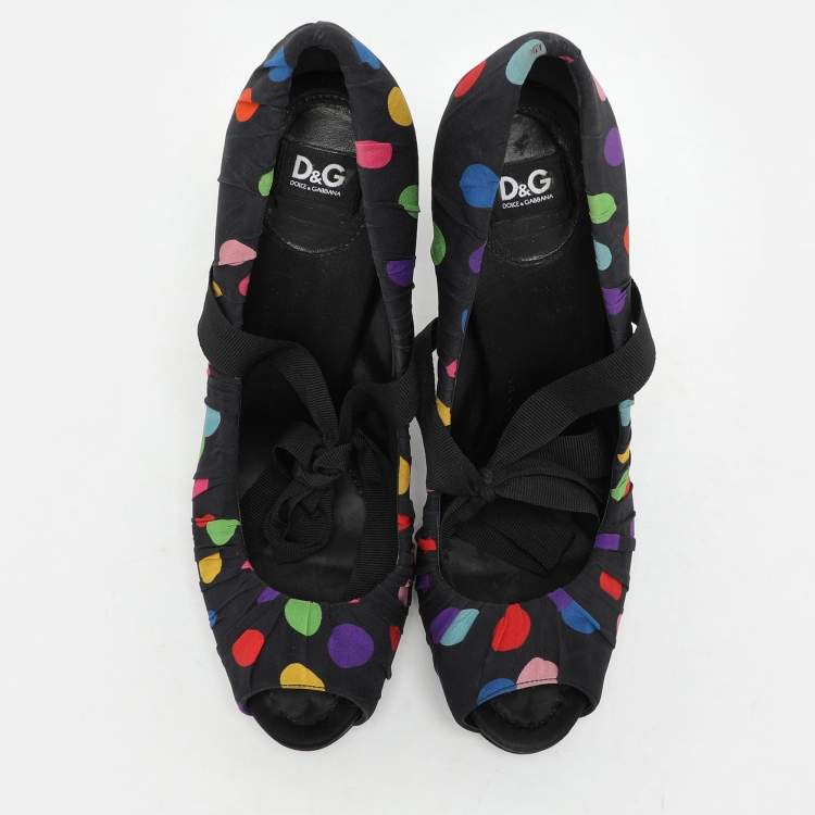 Pre Owned D&G Multicolor Fabric Peep Toe Pumps Size 41