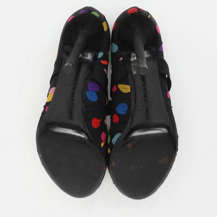 Pre Owned D&G Multicolor Fabric Peep Toe Pumps Size 41