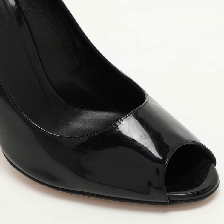 Pre Owned D&G Black Patent Leather Peep Toe Pumps Size 39