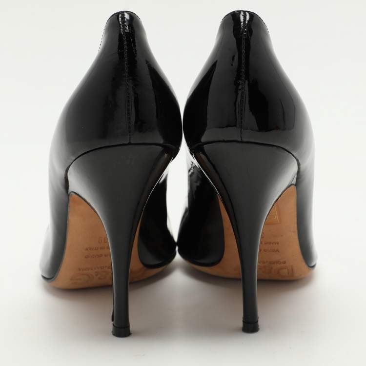 Pre Owned D&G Black Patent Leather Peep Toe Pumps Size 39