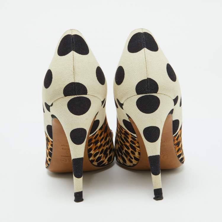Pre Owned D&G Multicolor Printed Canvas Peep Toe Pumps Size 39