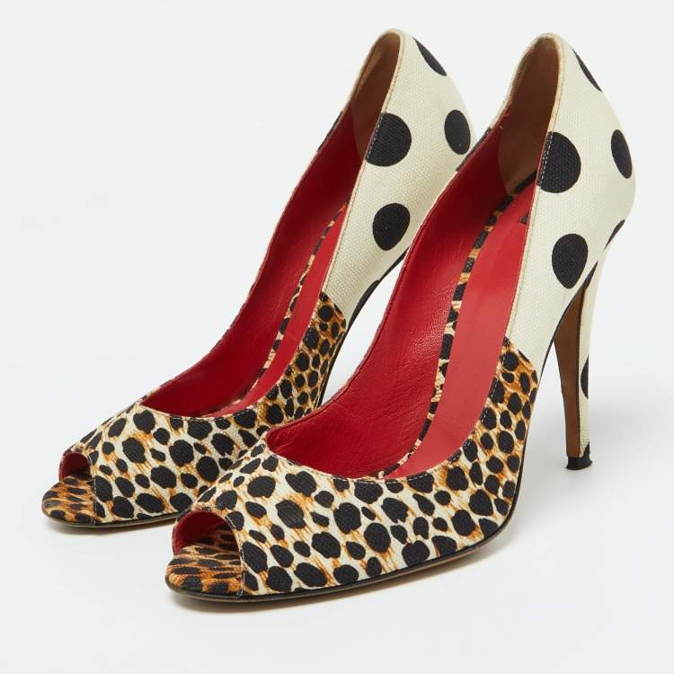 Pre Owned D&G Multicolor Printed Canvas Peep Toe Pumps Size 39