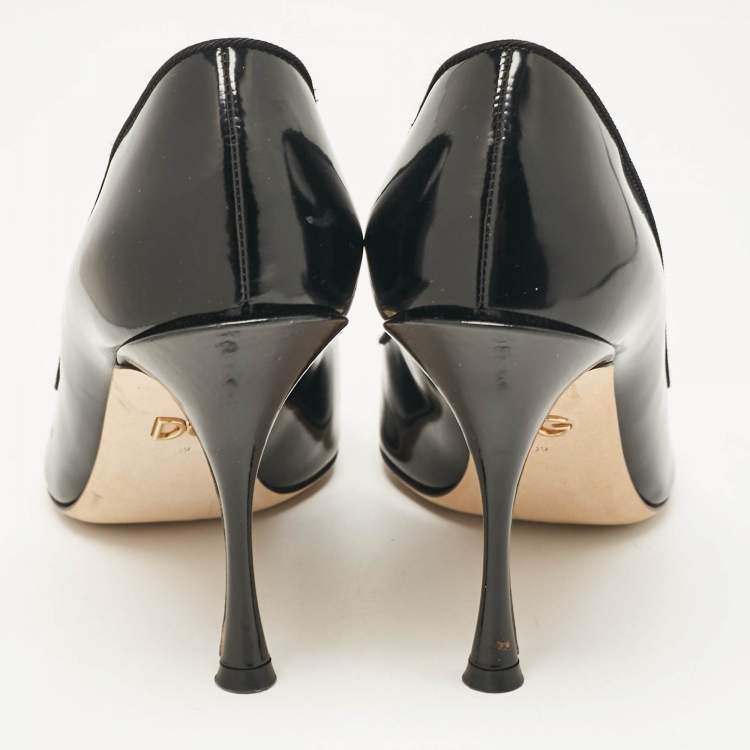 Pre Owned D&G Black Patent Leather Wow Patch Pumps Size 39
